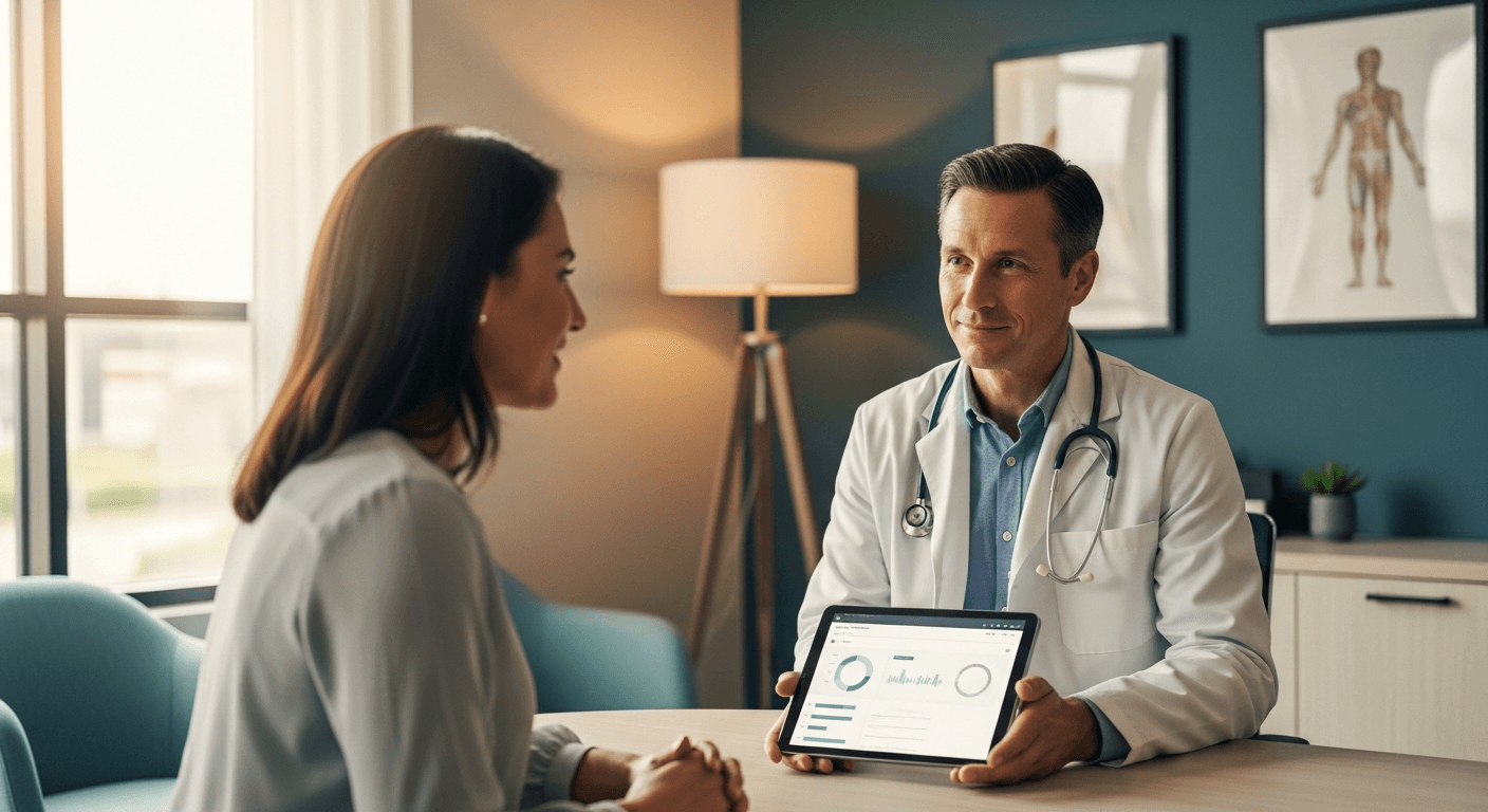 Paciente conversando com médico sobre efeitos colaterais da Tirzepatida